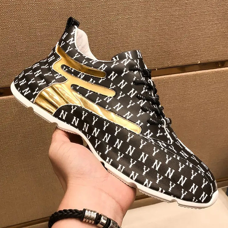Brand Men Sneakers Fashion Print Casual Shoes Men Breathable Lace Up Running Shoes Luxury High Quality Men Sport Shoes 2026 New