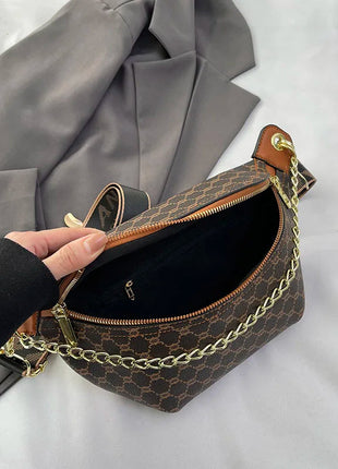 Women Chain Waist Bag Luxury Designer Chest Pack Quality PU Leather Fanny Pack Phone Purse Female Shoulder Crossbody Bag PlatiNum