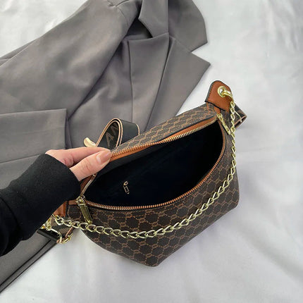 Women Chain Waist Bag Luxury Designer Chest Pack Quality PU Leather Fanny Pack Phone Purse Female Shoulder Crossbody Bag PlatiNum