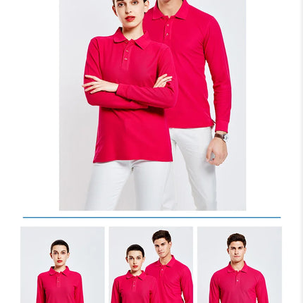 Long sleeve polo shirt in breathable cotton Personal Company Group Design Custom Logo print embroidery Casual men's and women's tops