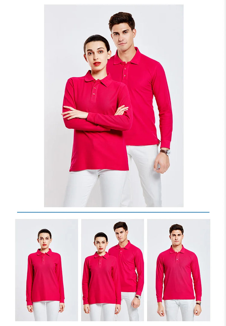 Polo a maniche lunghe in cotone traspirante Personal Company Group Design Logo personalizzato stampa ricamo Casual uomo e donna top