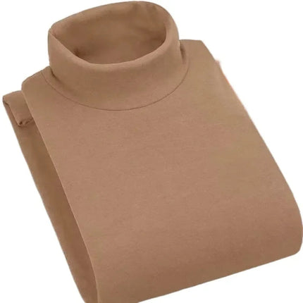 Double-Sided Fleece Long Sleeve T-Shirt For Men Autumn/Winter Half Polo/Turtle Neck Base Layer Top Inner Warm Top PlatiNum
