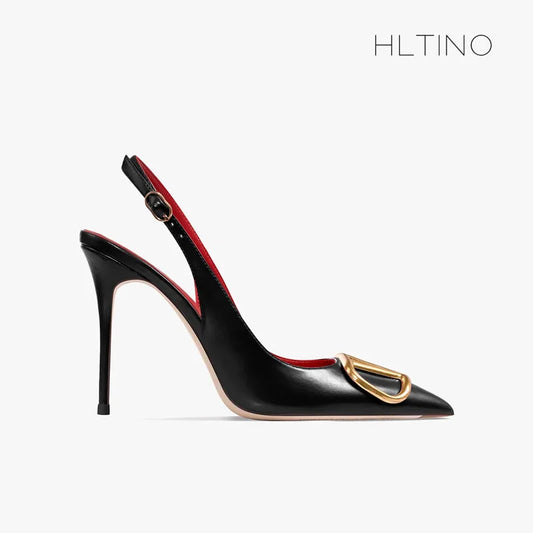 HLTINO Fahion Slingback Black Comfortable Women Summer Shoes Very High Heel Sandals 2025 Trend for Wedding Party Dress