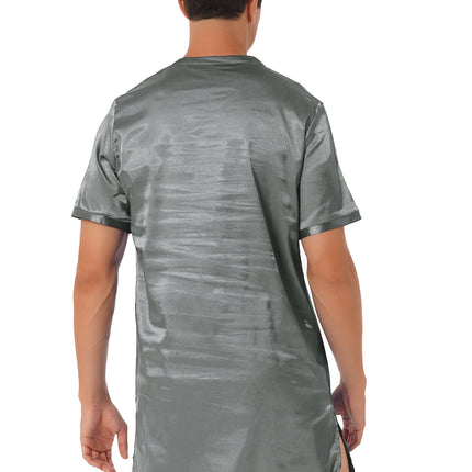 Donna uomo pigiama in raso di seta pigiameria maniche corte camicia da notte Kimono accappatoio abito da notte accappatoio camicia da notte estiva Homewear