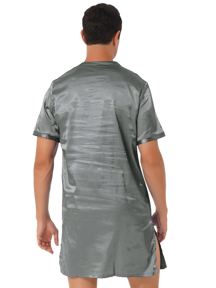 Donna uomo pigiama in raso di seta pigiameria maniche corte camicia da notte Kimono accappatoio abito da notte accappatoio camicia da notte estiva Homewear