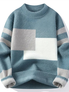 Autumn Winter New Men's Sweater Fashion Patchwork O-Neck Knit Pullovers Men Loose Casual Knitted Sweaters Hip Hop Streetwear Man