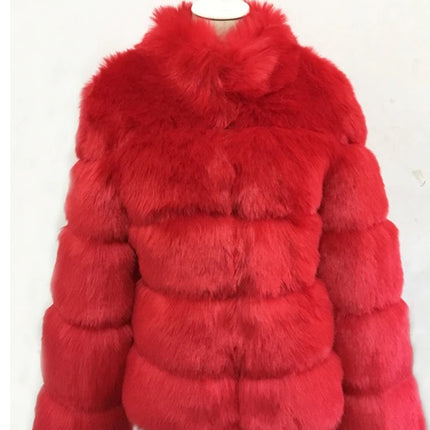 ZADORIN High Quality Thicken Pink Faux Fur Coat Women Winter Stand Collar Long Sleeve Faux Fur Jacket Gilet Fourrure Bontjas