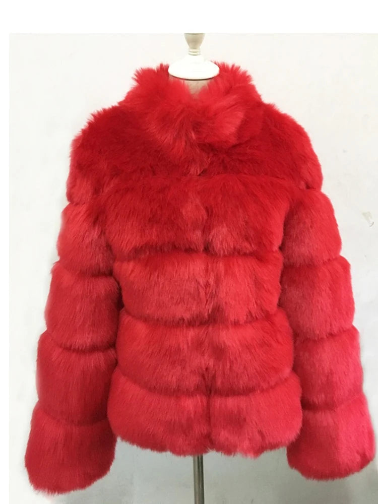 ZADORIN High Quality Thicken Pink Faux Fur Coat Women Winter Stand Collar Long Sleeve Faux Fur Jacket Gilet Fourrure Bontjas