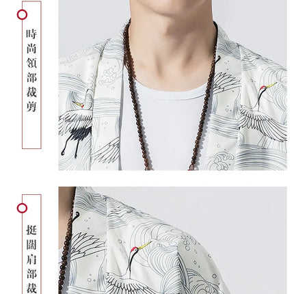Camicie Sottili da Uomo con Stampa Tradizionale, Abbigliamento Asiatico, Kimono Giapponese, Camicie Yukata da Uomo, Top Larghi da Donna Stile Harajuku, Cappotto Taglie Forti fino alla 5XL