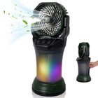 Ventilatore Nebulizzatore da Campeggio Esterno ABS+PP 2000ml 15000mAh con Nano Spray, Torcia RGB e 4 Velocità, Rotazione a 90° °   Oscillazione Giallo/Verde Scuro