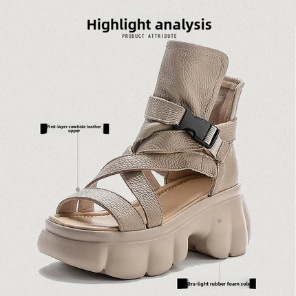 Women's Leather Slip-on Shoes, New Style 2026, Closed-Toe Shoes, Roman Style Sandals, Women's Retro Platform Shoes