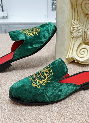 Pantofole antiusura in pelle da uomo Mocassini slip-on in velluto Scarpe da mulo alla moda