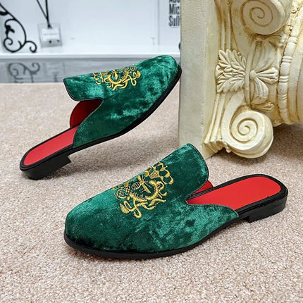 Pantofole antiusura in pelle da uomo Mocassini slip-on in velluto Scarpe da mulo alla moda