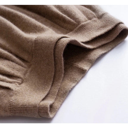 Women's 100% Pure Cashmere Knit Skirt New Elastic Waist Big Swing Skirts Fashion High-End Thick Umbrella Skirt Cashmere Dress PlatiNum