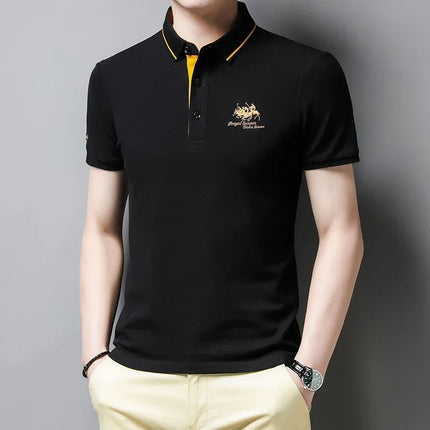 Men's Embroidered Short Sleeve Polo Shirt Casual Fashion Comfortable Summer Top