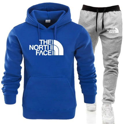 2025 Men's Autumn/Winter Fashion Printed Casual Two Piece Hooded Sports Shirt and Pocket Pants Regular Fit Outdoor Sports Set PlatiNum
