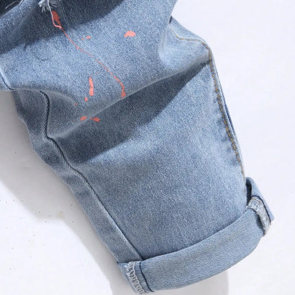 Men's Jeans Cool Ripped Skinny Trousers Stretch Slim Denim Pants Patchwork Hip Hop Black Blue Casual Jogging Jeans for Men PlatiNum