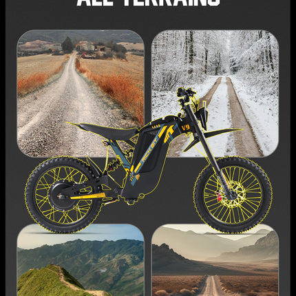 Bicicletta Elettrica da Montagna RICH BIT V9 Ultra, 48V 1500W (Picco 2500W), Batteria al Litio 20Ah, E-Bike ad Alta Velocità 60KM/H, Freno a Disco Idraulico, Bicicletta Fuoristrada a Lunga Autonomia