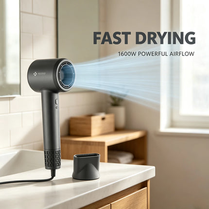 High Speed Negative Ions Hair Dryer 110000RPM 1600W Low Noise Blow Dryer With Concentrator Nozzle For Home Salon Daily Hairstyling