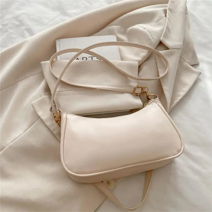 Vintage Style Handbag Crossbody Bag, Gold Letter 'M' Design Pu Leather Shoulder Messenger Bag, Synthetic Leather Tote Bag, Purse PlatiNum