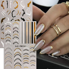 2/4pcs Simple Geometric Line Nail Art Stickers, Metallic Lines, Stars, Letter Design, 3D Stickers, DIY, Holiday Gifts, Y2K