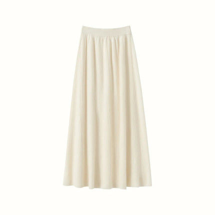 Choice New 100% Cashmere Skirt Women Long Skirt Autumn Winter Office Lady Soft Cashmere A Line Skirt Simple Grace Cashmere Dress PlatiNum
