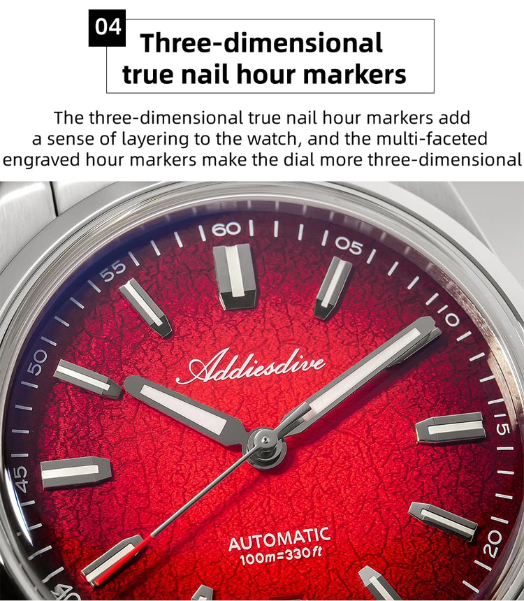 ADDIESDIVE New Men's Watches Mechanical 39mm Bubble Glass Stainless Steel Luminous Luxury Watch 100m Waterproof Automatic Watch