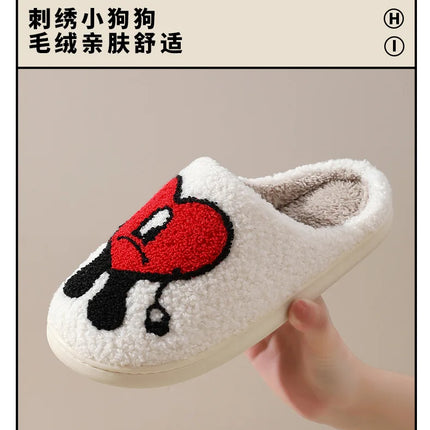Comwarm pantofole invernali in pelliccia Fulffy per le donne pantofole piatte in pile di peluche con cuore d'amore dolce scarpe in cotone per interni casa coppia diapositive