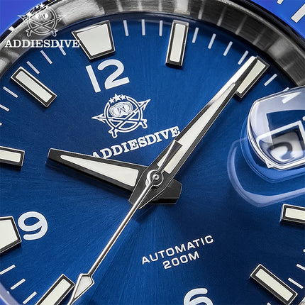 ADDIESDIVE Men Fashion Diving Mechanical Watch, Sapphire Crystal 20Bar Ceramic Bezel Super Luminous Stainless Steel Personalized