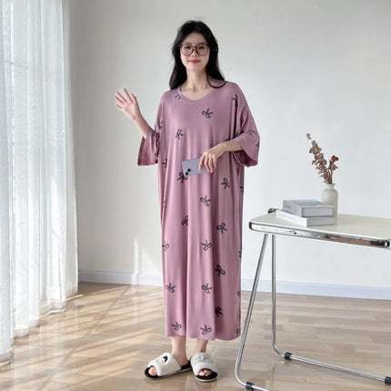 150 kg Plus Size Estate Pigro Manica corta T-shirt lunga Abito Coreano Oversize Camicia da notte allentata Maternità Indumenti da notte Vestiti per la casa