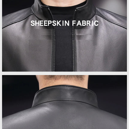 White Leather Jacket For Men 2023 Winter Male Business Simple Standing Collar Short Slim Coat Motorcycle Chaqueta Cuero Hombre