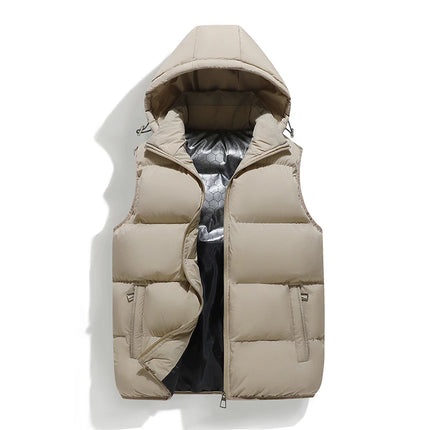 Winter Men Thicken Warm Sleeveless Vests Mens Autumn Detachable Hat Outwear Hooded Waistcoat Vest Jackets Mens Casual Vests Male