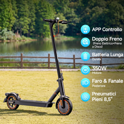 TODIMART N3 Monopattino Elettrico Pieghevole Motore Senza Spazzole 350W Batteria 36V7,8Ah Pneumatico Nido d'Ape Velocità 25km/h Carico Massimo 120kg Adulti