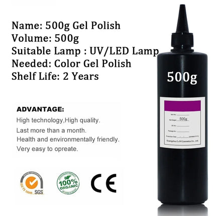 500/250g Base Gel No Wipe Top Coat High Quality Long Lasting Soak Off UV Gel Nail Polish Hybrid Gel Varnish Without Sticky Layer