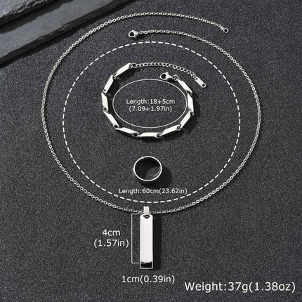 Set di 3 Collane con Barra Verticale per Uomo, Collana con Ciondolo in Acciaio Inossidabile Stile Hip Hop, Set di Gioielli alla Moda Regalo per Lui platinumshop