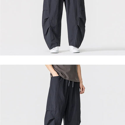 Pantaloni estivi da uomo Haori Harajuku Pantaloni a gamba larga con elastico in vita Pantaloni comodi da uomo oversize per sport all'aria aperta Pantaloni da jogging Streetwear