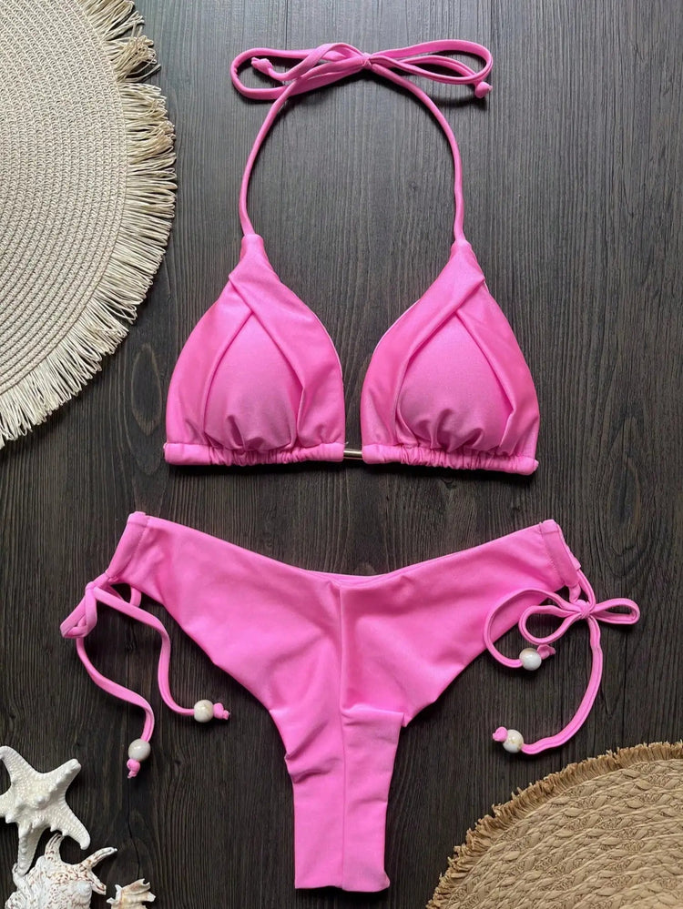 RUOTONGSEPT 2025 Nuovo Sexy Costume da Bagno Triangolare in 13 Colori per Donne, Bikini Brasiliano, Costume Push-Up, Set Bikini da Spiaggia platinumshop