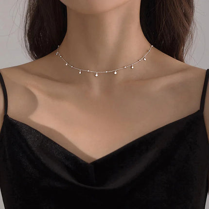 925 Sterling Silver Neck Chain Tassels Round Necklaces Women Jewelry Exquisite Elegant Aesthetic Charms Accessories Argent 925 PlatiNum