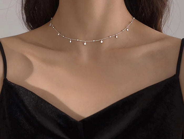 925 Sterling Silver Neck Chain Tassels Round Necklaces Women Jewelry Exquisite Elegant Aesthetic Charms Accessories Argent 925 PlatiNum