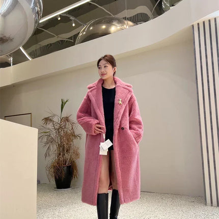 Max Teddy Coat 62% Alpaca 26% Wool 12% Silk Coat Winter Thicken Women's Coat