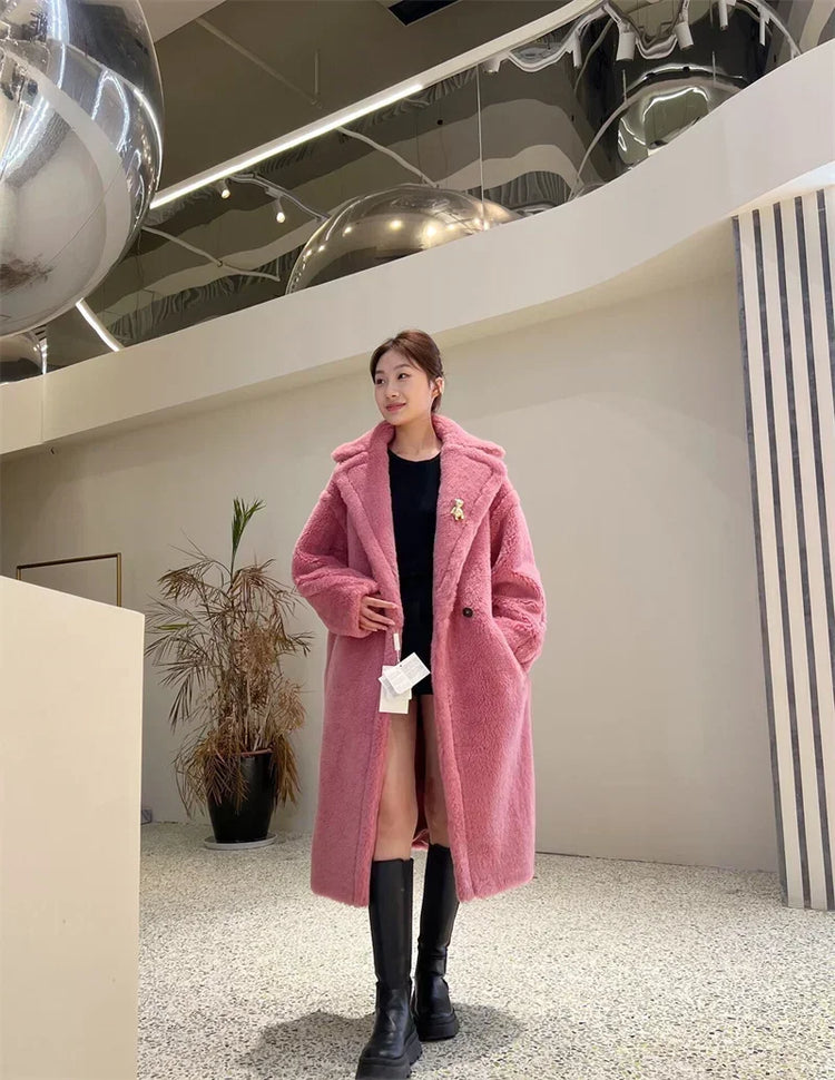 Max Teddy Coat 62% Alpaca 26% Wool 12% Silk Coat Winter Thicken Women's Coat