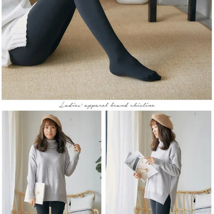 Collant in pile da donna Collant invernali caldi neri sexy Calze a vita alta Collant in velluto spesso sottile elastico da donna