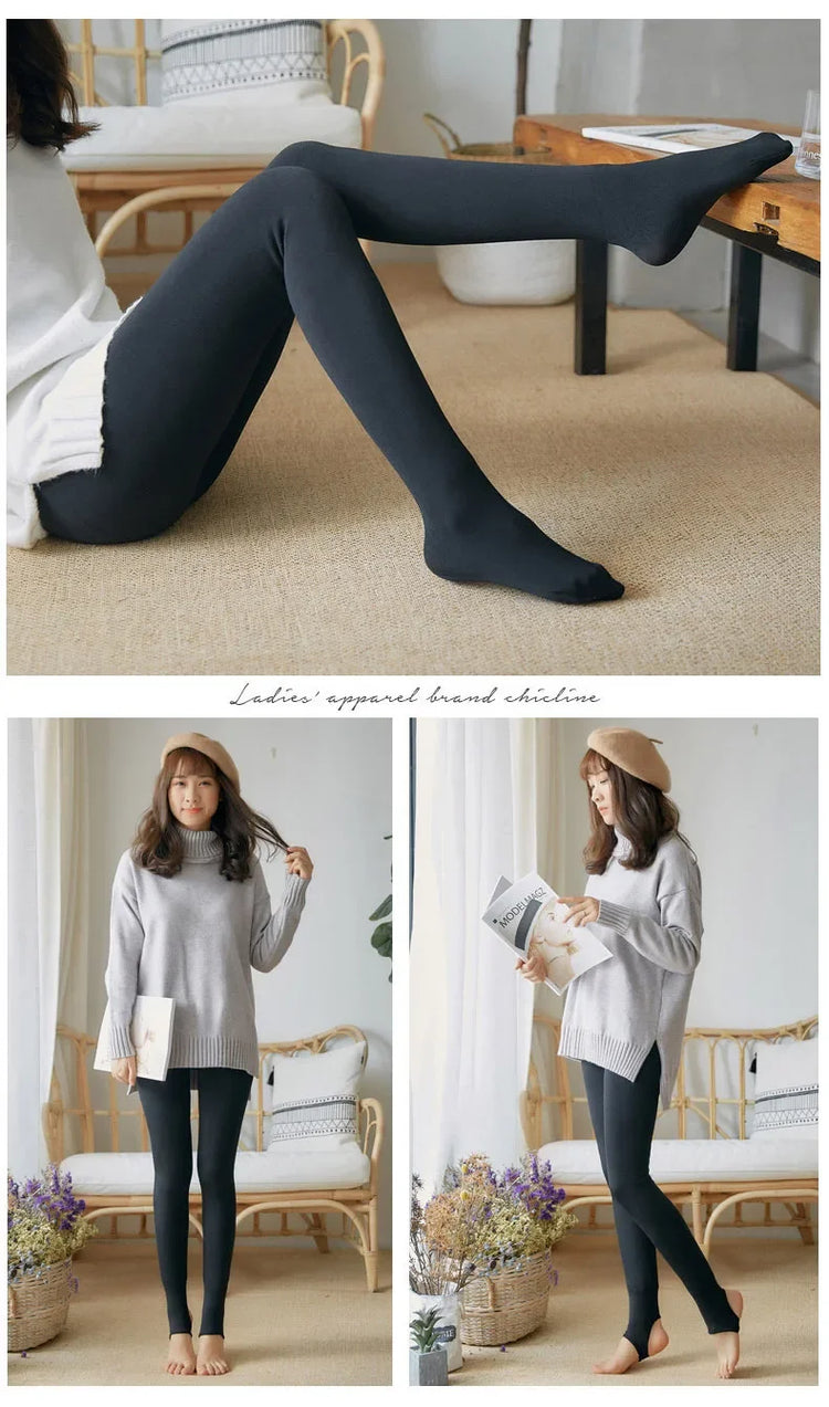 Collant in pile da donna Collant invernali caldi neri sexy Calze a vita alta Collant in velluto spesso sottile elastico da donna