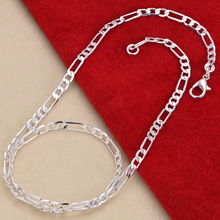 Nobile nuovo arriva 925 sterling silver 4MM catena per uomo donna braccialetto collana set di gioielli signora regali di Natale charms matrimonio platinumshop