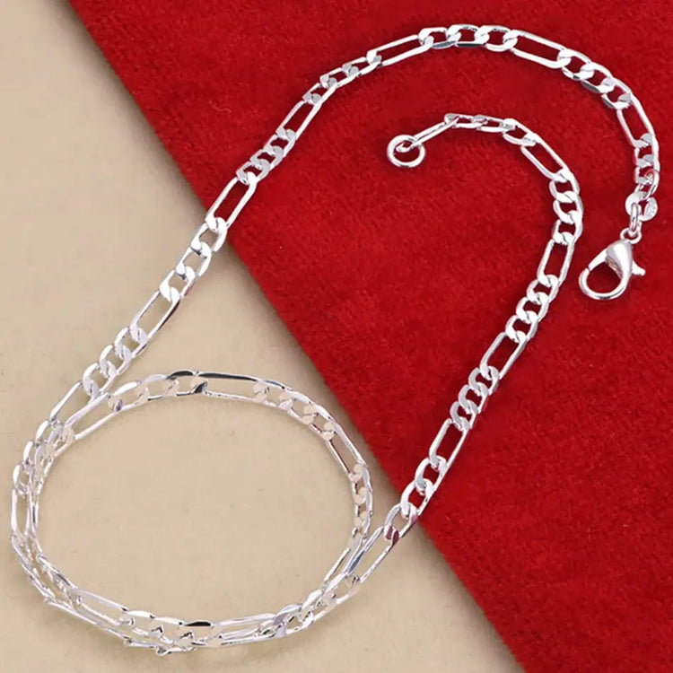Nobile nuovo arriva 925 sterling silver 4MM catena per uomo donna braccialetto collana set di gioielli signora regali di Natale charms matrimonio platinumshop