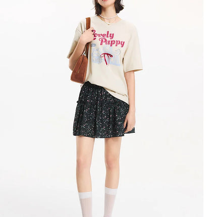 T-shirt à manches courtes Semir pour femme, longueur moyenne, joli motif, style rétro, nouvelle collection été 2025, haut ample respirant, style de niche