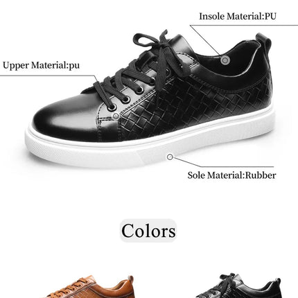 New 2024 Men Casual Leather Sneakers Lace Up Comfortable Outdoor Male Sports Casual Board Shoes Black Brown