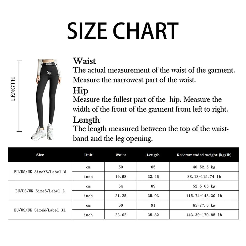 Women High-Waisted Winter Leggings Add Plush Fleece Slimming Tights Warm Trousers Casual Cashmere Pants For Women