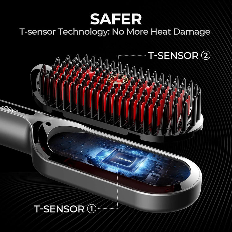 TYMO IONIC PLUS Straightening Brush, Professional Hair Straightener, LCD Display, Fast Heating, Anti-Burn, Fast Styling Hair Too