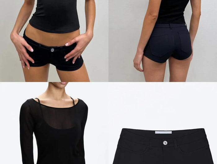 Tank Summer Women's Black Ultra-Short Shorts, Low-Waist Tight-Fitting Hot Pants, Suitable for All Kinds of Basic Styles with Camisoles and Short Sleeves PlatiNum